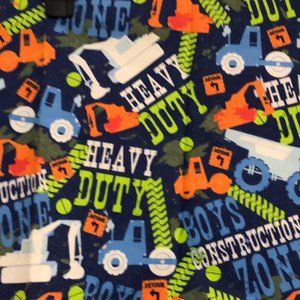 Tractor and Construction-Themed Flannel Fabric 12 x 40 inches